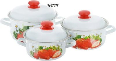 Лот: 18683963. Фото: 1. Набор эмалированный 3 предмета... Кастрюли