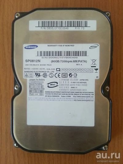 Лот: 8717692. Фото: 1. HDD 80Gb IDE Samsung (SP0812N... Жёсткие диски (HDD)