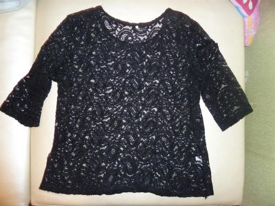 Лот: 3178855. Фото: 1. Элегантная кружевная черная кофточка... Блузы, рубашки