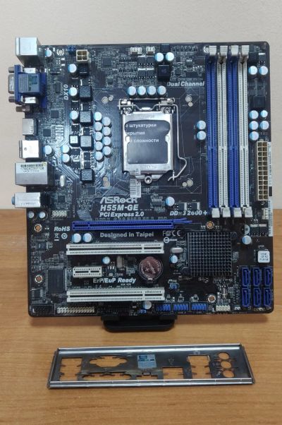 Лот: 21770306. Фото: 1. Мат. плата ASRock H55M-GE/LGA1156... Материнские платы