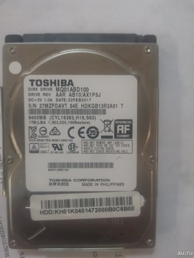 Лот: 18556491. Фото: 1. Жесткий диск 2.5 Toshiba 1Tb. Жёсткие диски (HDD)