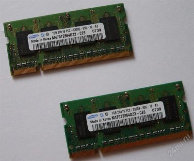 Лот: 1248186. Фото: 1. 2 x SO-DIMM DDRII 1Gb Samsung. Оперативная память