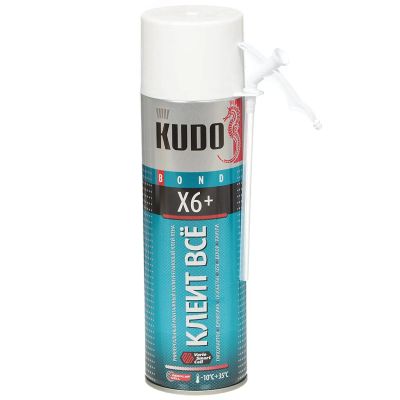 Лот: 24094530. Фото: 1. Пена-клей KUDO, X6+, 650 мл, всесезонная... Клеи, герметики, пена монтажная, клейкие ленты