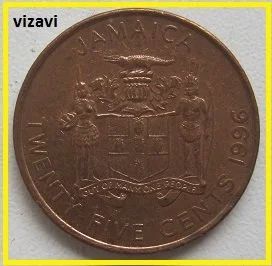 Лот: 16640696. Фото: 1. Ямайка 25 центов 1996 (№). Америка