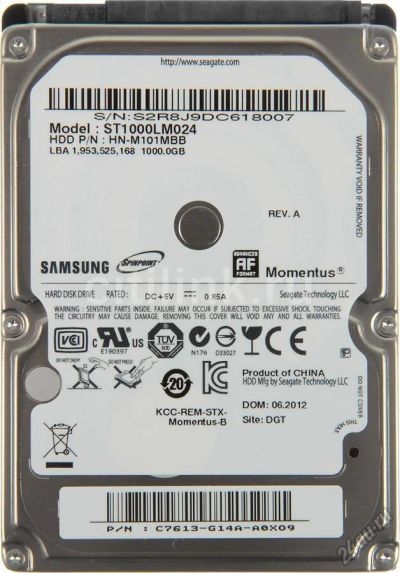 Лот: 5628500. Фото: 1. Жесткий диск 2.5'' Seagate 1Gb. Жёсткие диски (HDD)