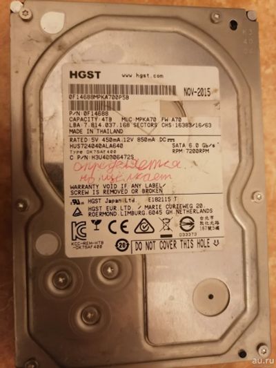 Лот: 17244446. Фото: 1. Жесткие диски 4 TB HGST. Жёсткие диски (HDD)