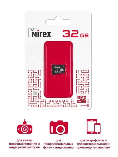 Лот: 22143238. Фото: 1. КАРТА ПАМЯТИ MIREX microSDHC 32GB... Карты памяти