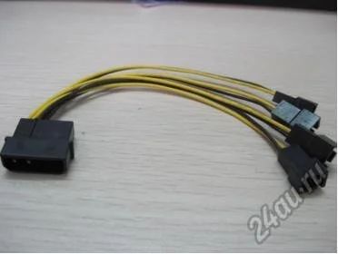 Лот: 6481622. Фото: 1. Переходник Molex - 4x 3pin разъемы... Шлейфы, кабели, переходники