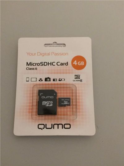 Лот: 10099917. Фото: 1. Карта памяти MicroSD 4GB Qumo... Карты памяти