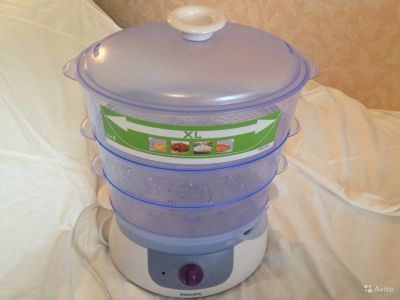 Лот: 11884196. Фото: 1. Пароварка Philips 900w (3 лотка... Кухонная
