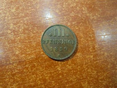 Лот: 25732926. Фото: 1. 3 пфеннига 1859г(A) Мекленбург-Стрелиц... Германия и Австрия