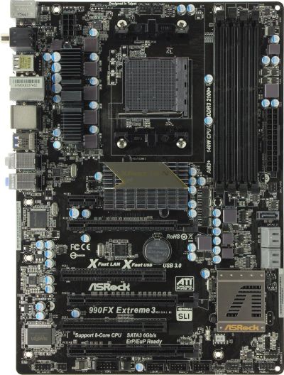 Лот: 16942977. Фото: 1. ASRock 990FX Extreme 3 AM3... Материнские платы