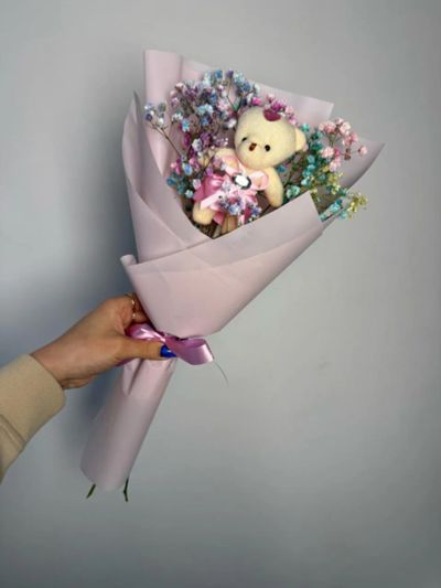 Лот: 25415314. Фото: 1. 23. Букет-комплимент с игрушкой. Свежие цветы