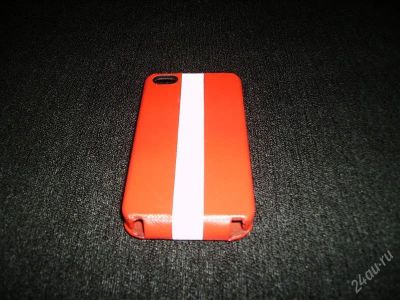 Лот: 2291551. Фото: 1. Чехол на IPhone 4 красный с полоской. Чехлы, бамперы