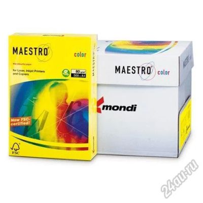 Лот: 5616515. Фото: 1. Бумага 500л. Maestro канареечно-желтый... Бумага