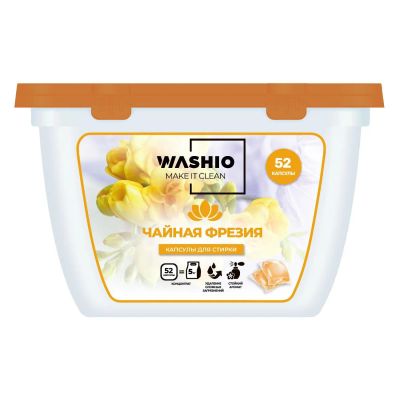 Лот: 25430954. Фото: 1. Капсулы для стирки WASHIO "Чайная... Бытовая химия