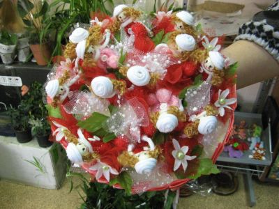 Лот: 5266290. Фото: 1. Букет из игрушек (Куколки в красном... Другое (сувениры, подарки)