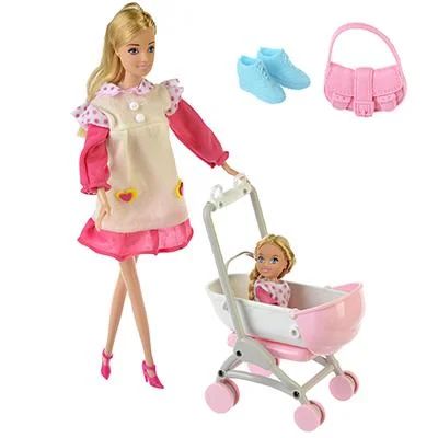 Лот: 10755378. Фото: 1. Кукла с дочкой на коляске, пластик... Куклы
