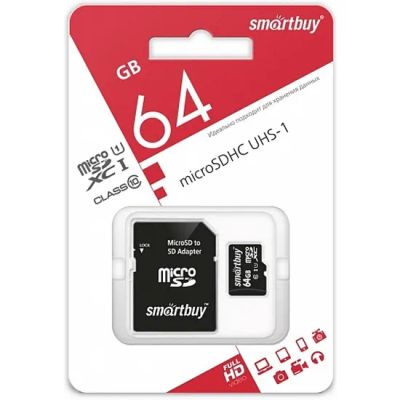 Лот: 19836062. Фото: 1. Карта памяти micro SDXC 64Gb SmartBuy... Карты памяти