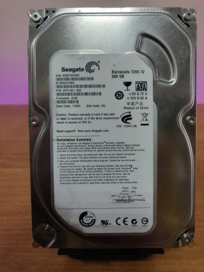 Лот: 22196882. Фото: 1. HDD 500Gb/Seagete /SATA/3,5"/7200... Жёсткие диски