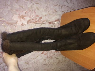 Лот: 12207783. Фото: 1. Замшевые зимние сапоги. Сапоги