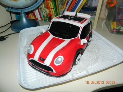Лот: 6064293. Фото: 1. ТОРТ Mini Cooper Красный. Торты, пирожные