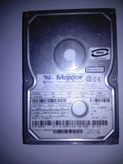 Лот: 8550840. Фото: 1. Жесткий диск IDE Maxtor 20Gb. Жёсткие диски (HDD)