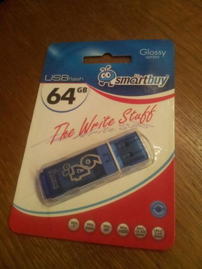 Лот: 3669328. Фото: 1. SmartBuy 64GB Glossy series Blue. USB-флеш карты