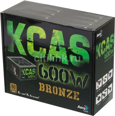 Лот: 13983910. Фото: 1. Блок питания Aerocool KCAS 600W... Корпуса, блоки питания