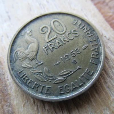 Лот: 24698617. Фото: 1. Монета 20 франк Франция 1953 Б... Европа