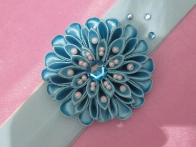 Лот: 6423142. Фото: 1. Повязка с цветком канзаши. Цветы из ткани