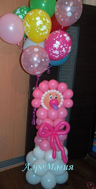 Лот: 3599175. Фото: 1. Малышка-девочка на выписку с воздушными... Воздушные шары