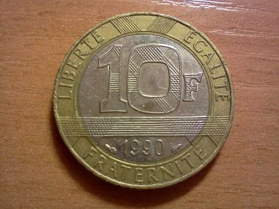 Лот: 6408014. Фото: 1. 10 франков франция 90. Европа