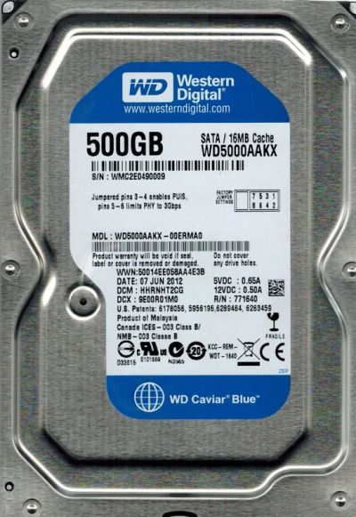 Лот: 4839483. Фото: 1. Жесткий диск 500 Gb Western Digital... Жёсткие диски (HDD)