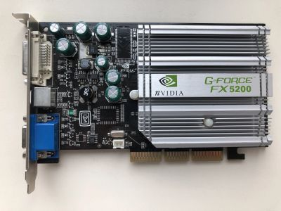 Лот: 25107289. Фото: 1. AGP 64Mb GeForce FX5200 w/TV/DVI... Видеокарты