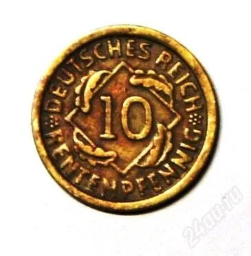 Лот: 2050358. Фото: 1. Германия. 10 Рентенпфеннигов 1924... Германия и Австрия