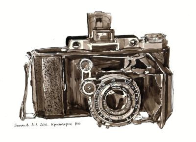 Лот: 5900544. Фото: 1. фотоаппарат Москва-4, рисунок. Картины, рисунки