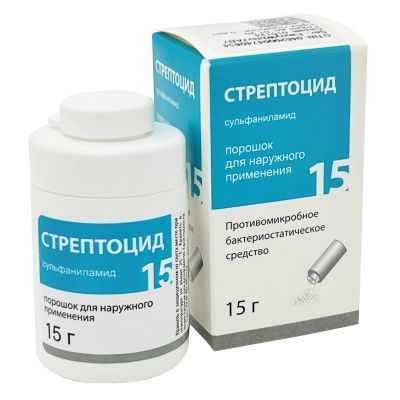 Лот: 23709672. Фото: 1. Стрептоцид пор. д наруж. прим... Лекарства