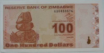 Лот: 6041926. Фото: 1. Зимбабве 100 долларов 2009, UNC. Африка