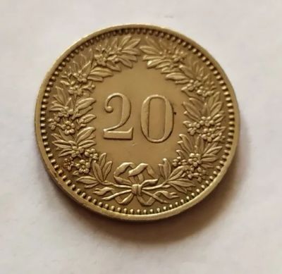 Лот: 25114781. Фото: 1. Швейцария 20 раппен 1984. Европа