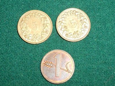 Лот: 5887597. Фото: 1. Швейцария.Три монеты. См. описание... Европа