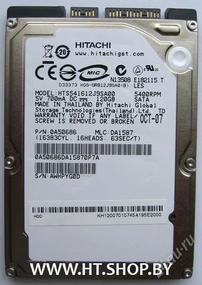 Лот: 506904. Фото: 1. Жёсткий диск 120 Gb SATA150 Hitachi... Жёсткие диски (HDD)