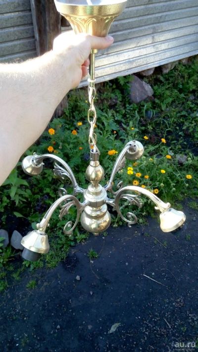 Лот: 16423754. Фото: 1. люстра металлическая под золото. Люстры, потолочные и подвесные светильники