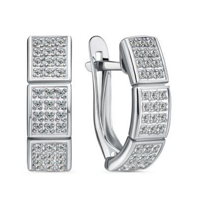 Лот: 23838505. Фото: 1. Серебряные серьги с фианитами. Серьги, каффы