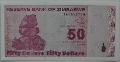 Лот: 6097194. Фото: 1. R Зимбабве 50 долларов 2009, UNC. Африка