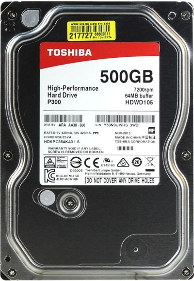 Лот: 10427855. Фото: 1. Toshiba HDWD105UZSVA P300 500Gb... Жёсткие диски (HDD)