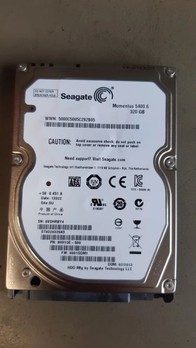 Лот: 19117648. Фото: 1. Жесткий диск HDD 320GB 2.5 Seagate... Жёсткие диски (HDD)
