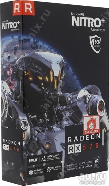 Лот: 10045856. Фото: 1. Radeon RX 570 8GB Sapphire Nitro... Видеокарты