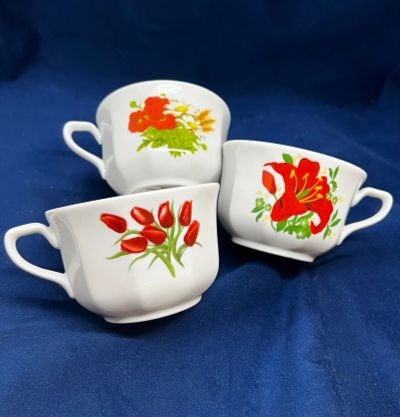 Лот: 25330150. Фото: 1. 🌺🌷🌼 Набор чайных чашек из фарфора... Фарфор, керамика