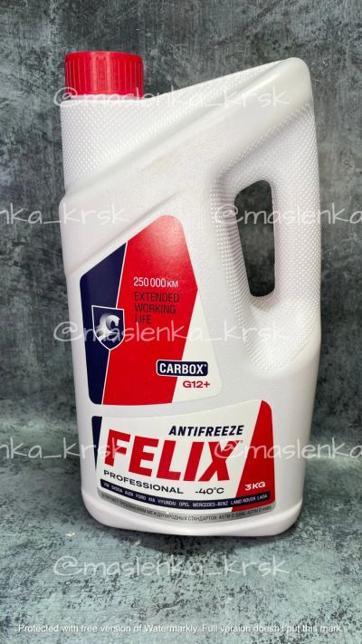 Лот: 19100635. Фото: 1. Антифриз 3кг FELIX красный g12. Масла, жидкости